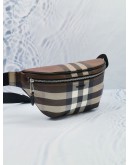 (LIKE NEW) BURBERRY E-CANVAS CHECK WAIST BAG IN DARK BIRCH BROWN  