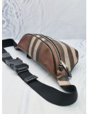 (LIKE NEW) BURBERRY E-CANVAS CHECK WAIST BAG IN DARK BIRCH BROWN  