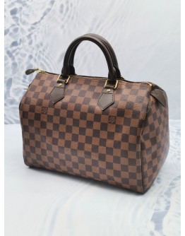 (LIKE NEW) LOUIS VUITTON SPEEDY 30 IN BROWN DAMIER EBENE CANVAS BAG GHW