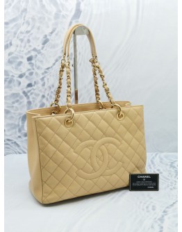 CHANEL GST TOTE BAG WITH BEIGE CAVIAR LEATHER GHW