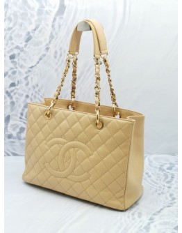 CHANEL GST TOTE BAG WITH BEIGE CAVIAR LEATHER GHW