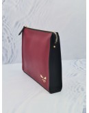 FENDI BUG EYE MOTIF CLUTCH IN RED CALFSKIN LEATHER