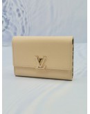 (UNWORN) 2023 LOUIS VUITTON CREAM TAURILLON LEATHER CAPUCINES COMPACT WALLET  -FULL SET-