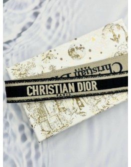 (BRAND NEW) 2024 CHRISTIAN DIOR ADJUSTABLE SHOULDER AND CROSSBODY STRAP WITH RING IN BLACK BEIGE CHRISTIAN DIOR PARIS EMBROIDERY