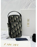 (BRAND NEW) 2024 CHRISTIAN DIOR MICRO RIDER POUCH CROSSBODY BAG IN BLACK BEIGE DIOR OBLIQUE JACQUARD CANVAS