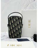 (BRAND NEW) 2024 CHRISTIAN DIOR MICRO RIDER POUCH CROSSBODY BAG IN BLACK BEIGE DIOR OBLIQUE JACQUARD CANVAS