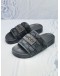 (LIKE NEW) 2024 GUCCI MEN'S SLIDE SANDAL IN GREY LEATHER TRIM AND RUBBER SOLE SIZE 9 -FULL SET-