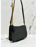 (LIKE NEW) COACH PENN SHOULDER BAG IN BLACK GREY SIGNATURE CANVAS AND CALF LEATHER