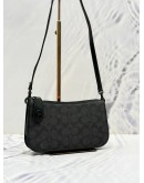 (LIKE NEW) COACH PENN SHOULDER BAG IN BLACK GREY SIGNATURE CANVAS AND CALF LEATHER