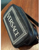 (LIKE NEW) VERSACE 90'S VINTAGE LOGO BELT BAG IN BLACK LEATHER 