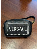 (LIKE NEW) VERSACE 90'S VINTAGE LOGO BELT BAG IN BLACK LEATHER 