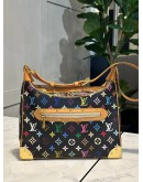 LOUIS VUITTON x TAKASHI MURAKAMI BOULOGNE SHOULDER BAG IN BLACK MONOGRAM MULTICOLOR CANVAS AND BROWN LEATHER