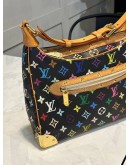 LOUIS VUITTON x TAKASHI MURAKAMI BOULOGNE SHOULDER BAG IN BLACK MONOGRAM MULTICOLOR CANVAS AND BROWN LEATHER