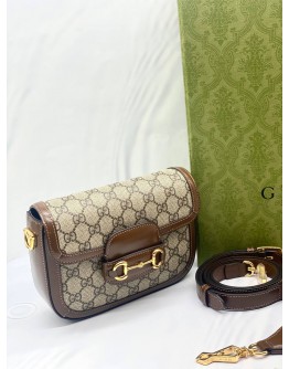 (BRAND NEW) GUCCI HORSEBIT 1955 GG CANVAS CROSSBODY BAG WITH GOLD-TONED HARDWARE -FULL SET-