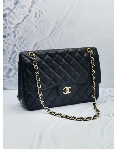 CHANEL CLASSIC JUMBO SIZE DOUBLE FLAP BAG WITH GOLD HARDWARE START 28 SERIAL