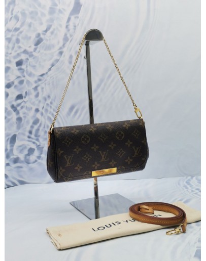 (LIKE NEW) LOUIS VUITTON FAVORITE PM IN BROWN MONOGRAM CANVAS CHAIN SHOULDER BAG 