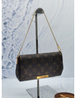 (LIKE NEW) LOUIS VUITTON FAVORITE PM IN BROWN MONOGRAM CANVAS CHAIN SHOULDER BAG 