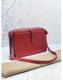 BOTTEGA VENETA RED INTRECCIATO LEATHER  CAMERA SHOULDER BAG