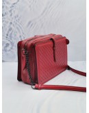 BOTTEGA VENETA RED INTRECCIATO LEATHER  CAMERA SHOULDER BAG