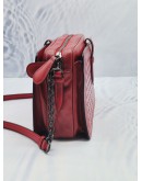 BOTTEGA VENETA RED INTRECCIATO LEATHER  CAMERA SHOULDER BAG