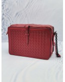 BOTTEGA VENETA RED INTRECCIATO LEATHER  CAMERA SHOULDER BAG