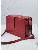 BOTTEGA VENETA RED INTRECCIATO LEATHER  CAMERA SHOULDER BAG