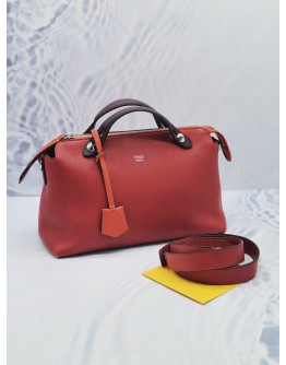 FENDI MEDIUM BY THE WAY BROWN RED CALFSKIN LEATHER WITH STRAP