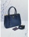 (LIKE NEW) PRADA SMALL GALLERIA HANDLE BAG IN BLUE SAFFIANO LEATHER WITH DOUBLE ZIP AND ADJUSTABLE STRAP