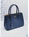 (LIKE NEW) PRADA SMALL GALLERIA HANDLE BAG IN BLUE SAFFIANO LEATHER WITH DOUBLE ZIP AND ADJUSTABLE STRAP