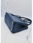 (LIKE NEW) PRADA SMALL GALLERIA HANDLE BAG IN BLUE SAFFIANO LEATHER WITH DOUBLE ZIP AND ADJUSTABLE STRAP