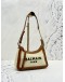 BALMAIN PARIS B-ARMY SHOULDER BAG IN CANVAS OFF WHITE AND BROWN CALF LEATHER