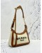 BALMAIN PARIS B-ARMY SHOULDER BAG IN CANVAS OFF WHITE AND BROWN CALF LEATHER