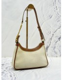 BALMAIN PARIS B-ARMY SHOULDER BAG IN CANVAS OFF WHITE AND BROWN CALF LEATHER