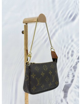 LOUIS VUITTON MINI POCHETTE ACCESSOIRES IN BROWN MONOGRAM CANVAS