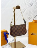 (UNUSED) LOUIS VUITTON MINI POCHETTE ACCESSOIRES IN BROWN DAMIER EBENE CANVAS -FULL SET-