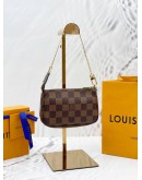 (UNUSED) LOUIS VUITTON MINI POCHETTE ACCESSOIRES IN BROWN DAMIER EBENE CANVAS -FULL SET-