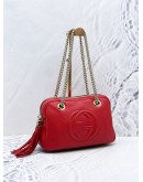 GUCCI SOHO SHOULDER BAG IN RED PEBBLED LEATHER