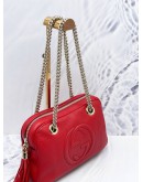 GUCCI SOHO SHOULDER BAG IN RED PEBBLED LEATHER