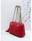 GUCCI SOHO SHOULDER BAG IN RED PEBBLED LEATHER