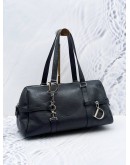 CHRISTIAN DIOR D-CHARMS SHOULDER BAG IN BLACK PEBBLED LEATHER 