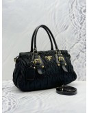 PRADA GAUFRE TOTE BAG IN BLACK TESSUTO AND NAPPA LEATHER