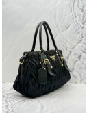 PRADA GAUFRE TOTE BAG IN BLACK TESSUTO AND NAPPA LEATHER