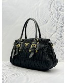 PRADA GAUFRE TOTE BAG IN BLACK TESSUTO AND NAPPA LEATHER