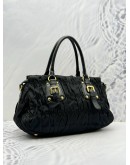 PRADA GAUFRE TOTE BAG IN BLACK TESSUTO AND NAPPA LEATHER