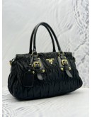 PRADA GAUFRE TOTE BAG IN BLACK TESSUTO AND NAPPA LEATHER