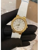 (LIKE NEW) 2017 BAUME & MERCIER RIVIERA FACTORY DIAMOND 18K 750 YELLOW GOLD 33MM QUARTZ WATCH