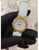 (LIKE NEW) 2017 BAUME & MERCIER RIVIERA FACTORY DIAMOND 18K 750 YELLOW GOLD 33MM QUARTZ WATCH