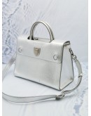 2017 CHRISTIAN DIOR DIOEVER MEDIUM HANDLE BAG WITH STRAP IN SILVER METALLIC LEATHER