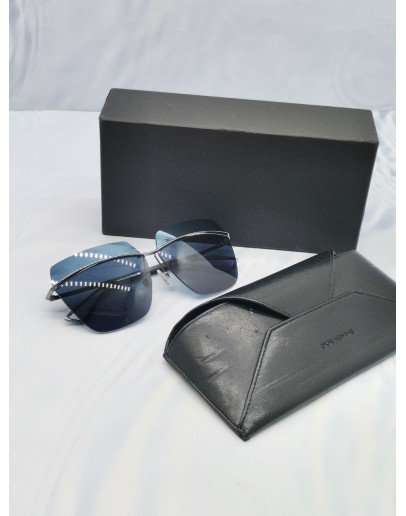 CHRISTIAN DIOR BLUE ACETATE DIOR METALLIC SQUARE SUNGLASSES -FULL SET-