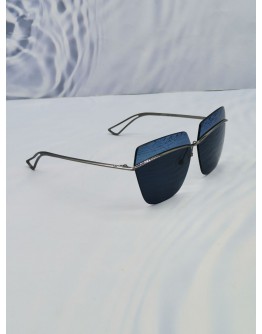 CHRISTIAN DIOR BLUE ACETATE DIOR METALLIC SQUARE SUNGLASSES -FULL SET-